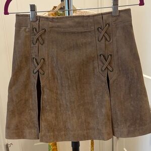 She + Sky Tan Suede Mini Skirt